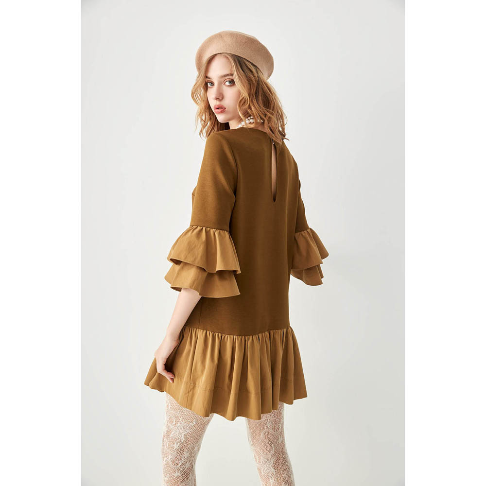 iROO Women Fashion Two Tone Retro Short Dress · v2