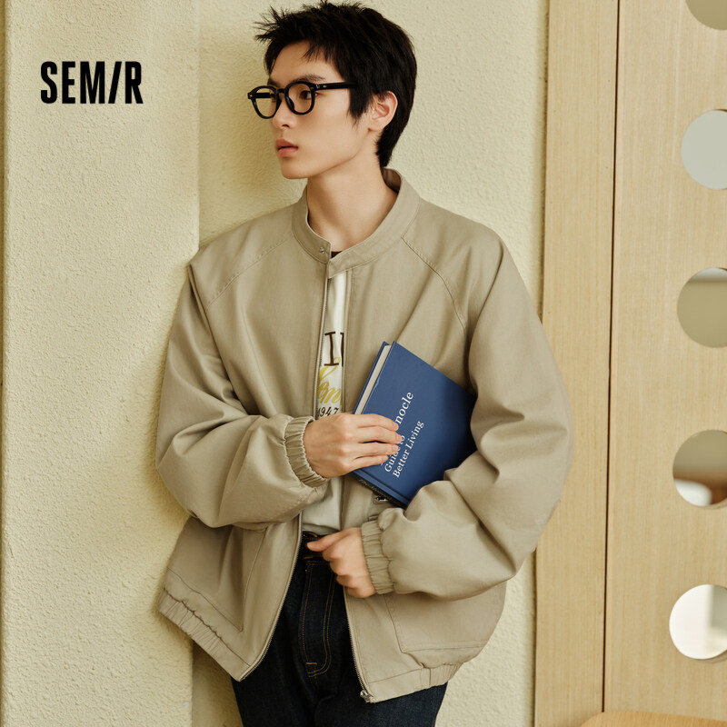 Semir Men'S Jacket For Autumn 2024 Trendy Vintage Work Clothes Jacket Loose Fit Solid Color Featuring Drop-Shoulder Sleeves Versatile Top · v4