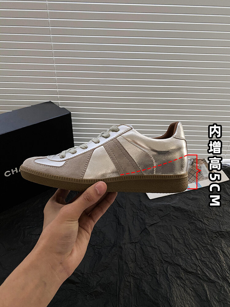 Cat Home Women's Thick Bottomed High Top Sneakers Retro Style Silver Leather Casual Shoes Spring 2025 Increase Height Design · v7