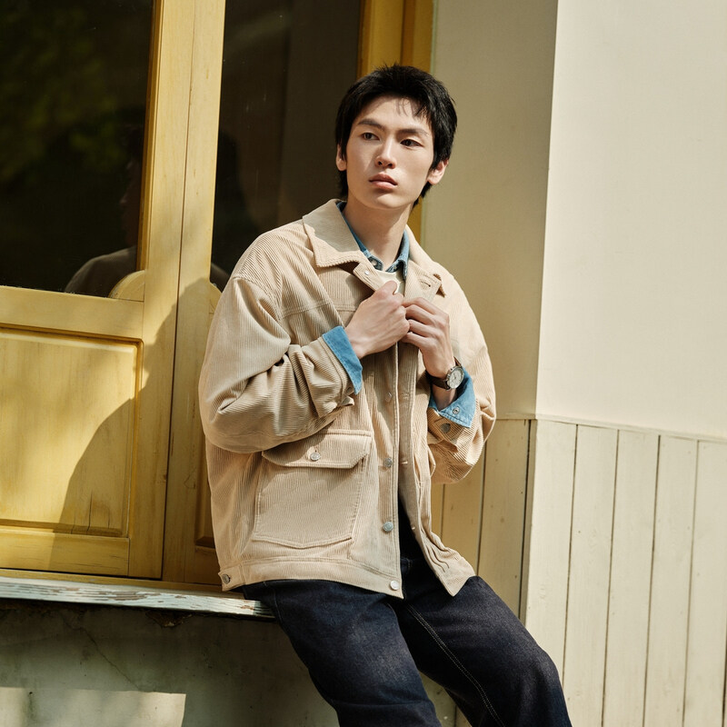 Semir Men'S Jacket For Autumn 2024 Made Textured Vintage Corduroy Fabric Featuring Stylish Versatile Work Clothes-Inspired Top Perfect For Fashionable Look · v4