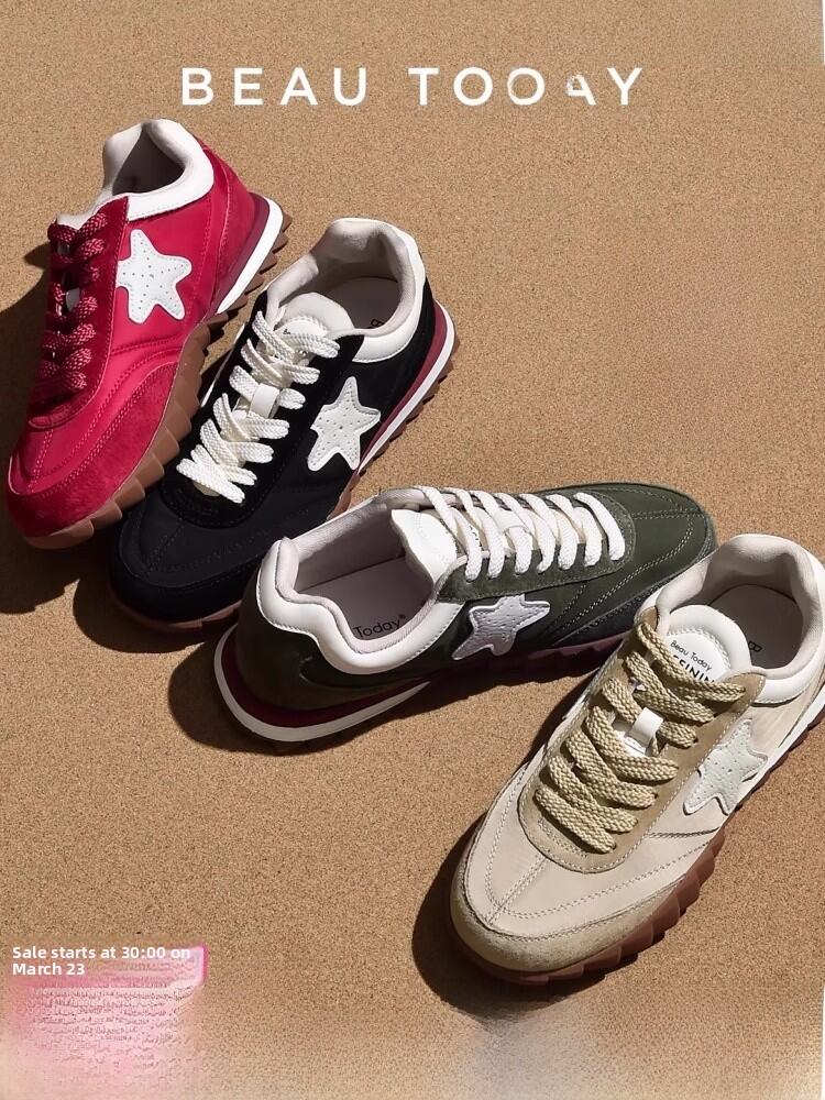 BeauToday Retro German Training Shoes Women's Soft Bottom Sports Shoes Lightweight Casual Shoes Fashionable Slip-On Sneakers · v7