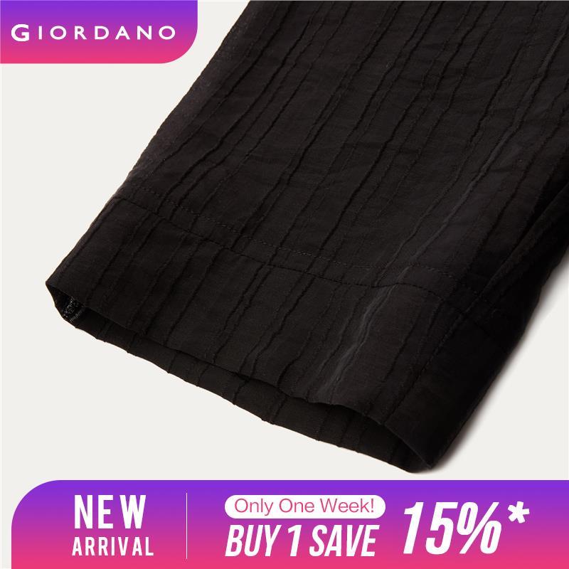 Giordano Women Tencel v-neck collar elbow length sleeve shirt Free Shipping 18344216