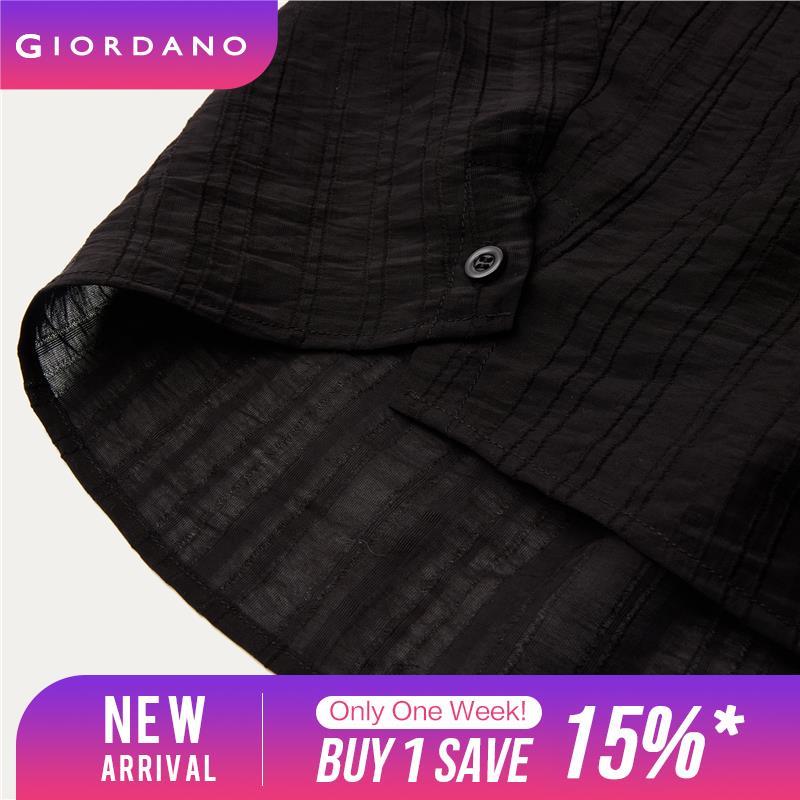 Giordano Women Tencel v-neck collar elbow length sleeve shirt Free Shipping 18344216