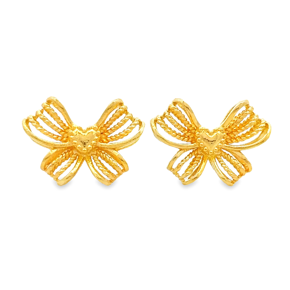 Top Cash Jewellery 916 Gold Weave Ribbon Stud Earrings · v2