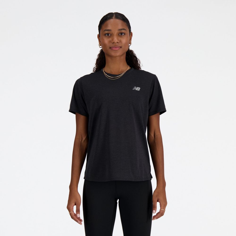 New Balance Womens Athletics T-Shirt - Black Heather