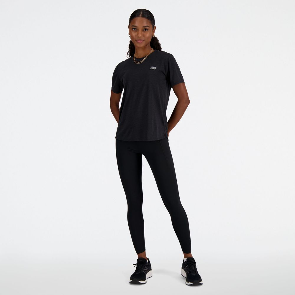 New Balance Womens Athletics T-Shirt - Black Heather