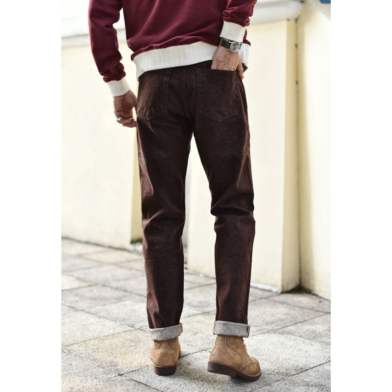 AQLKY Saucezhan Men Jeans Brown Jeans Men Jeans Trousers Selvedge Denim Jeans for Men Taper Fit Mens Jeans vintage 13.8 Oz FGUOP · v2