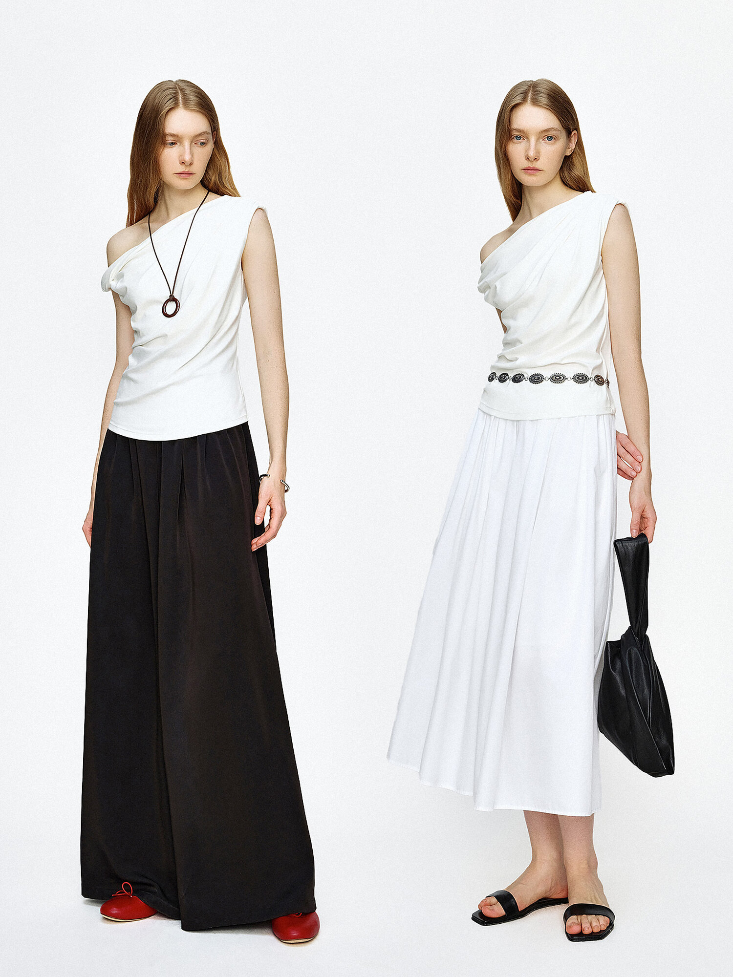 Marllen Yachting Shadow Luxury T-Shirt for Women Summer Wardrobe Essential Ruched Sleeveless Neckline Versatile Viscose Fiber
