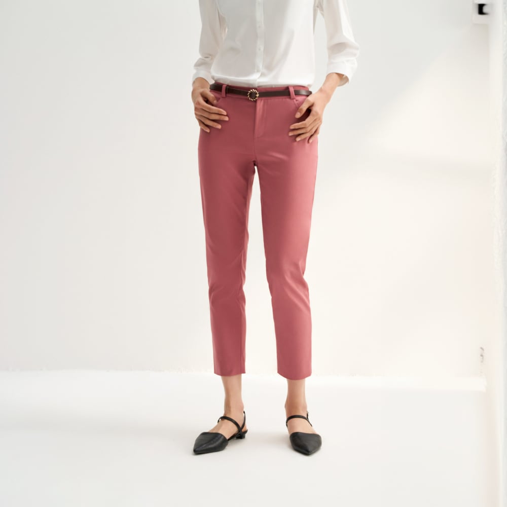G2000 Stretchable Double Weave Skinny Cropped Pants with Belt · v6