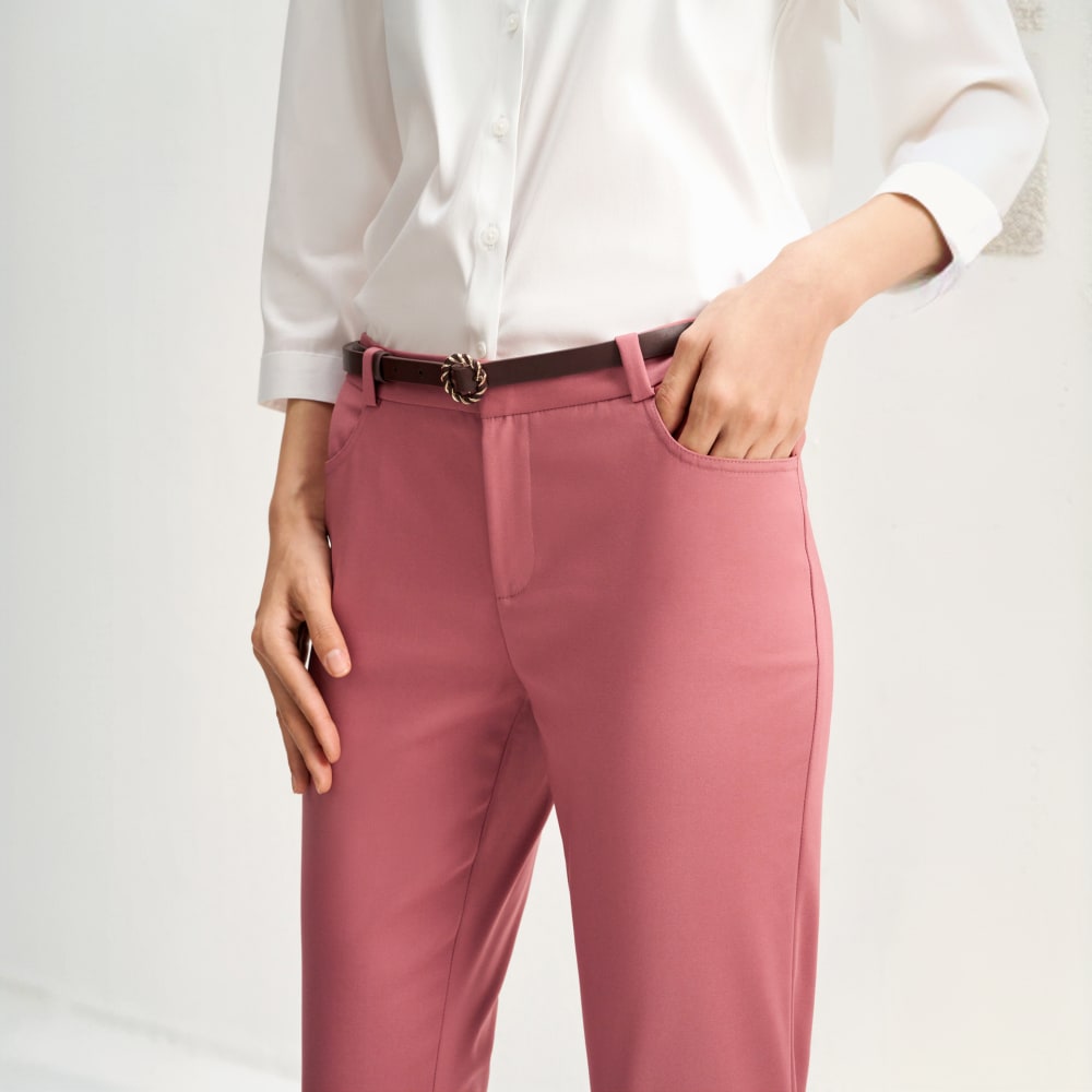 G2000 Stretchable Double Weave Skinny Cropped Pants with Belt · v6