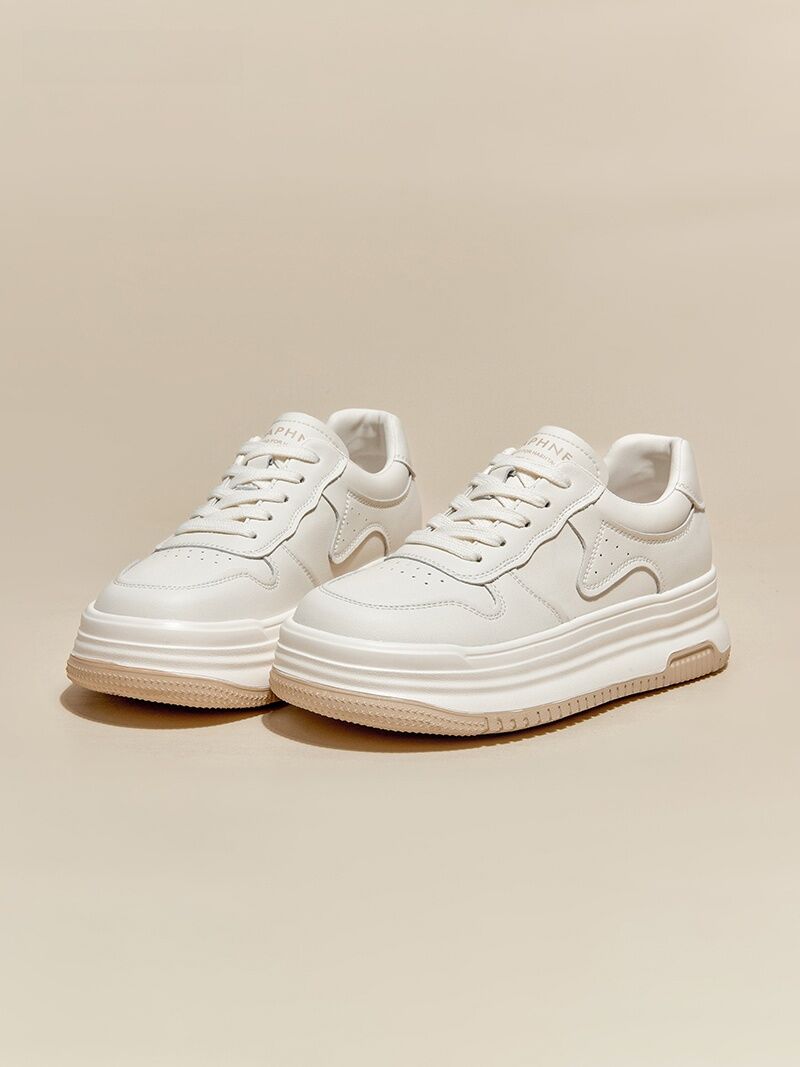 Daphne Trendy Thick Bottom Casual White Shoes Spring 2025 Women's Versatile Comfortable Heightening Fashionable Flat Shoes · v12