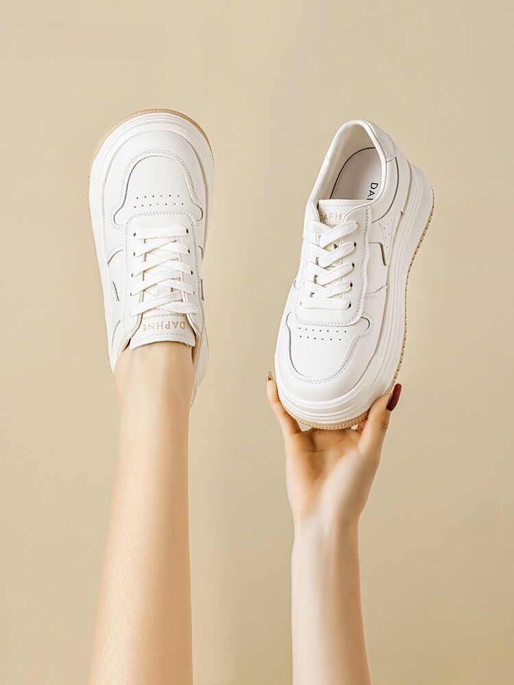 Daphne Trendy Thick Bottom Casual White Shoes Spring 2025 Women's Versatile Comfortable Heightening Fashionable Flat Shoes · v12