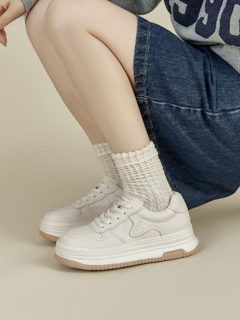 Daphne Trendy Thick Bottom Casual White Shoes Spring 2025 Women's Versatile Comfortable Heightening Fashionable Flat Shoes · v12
