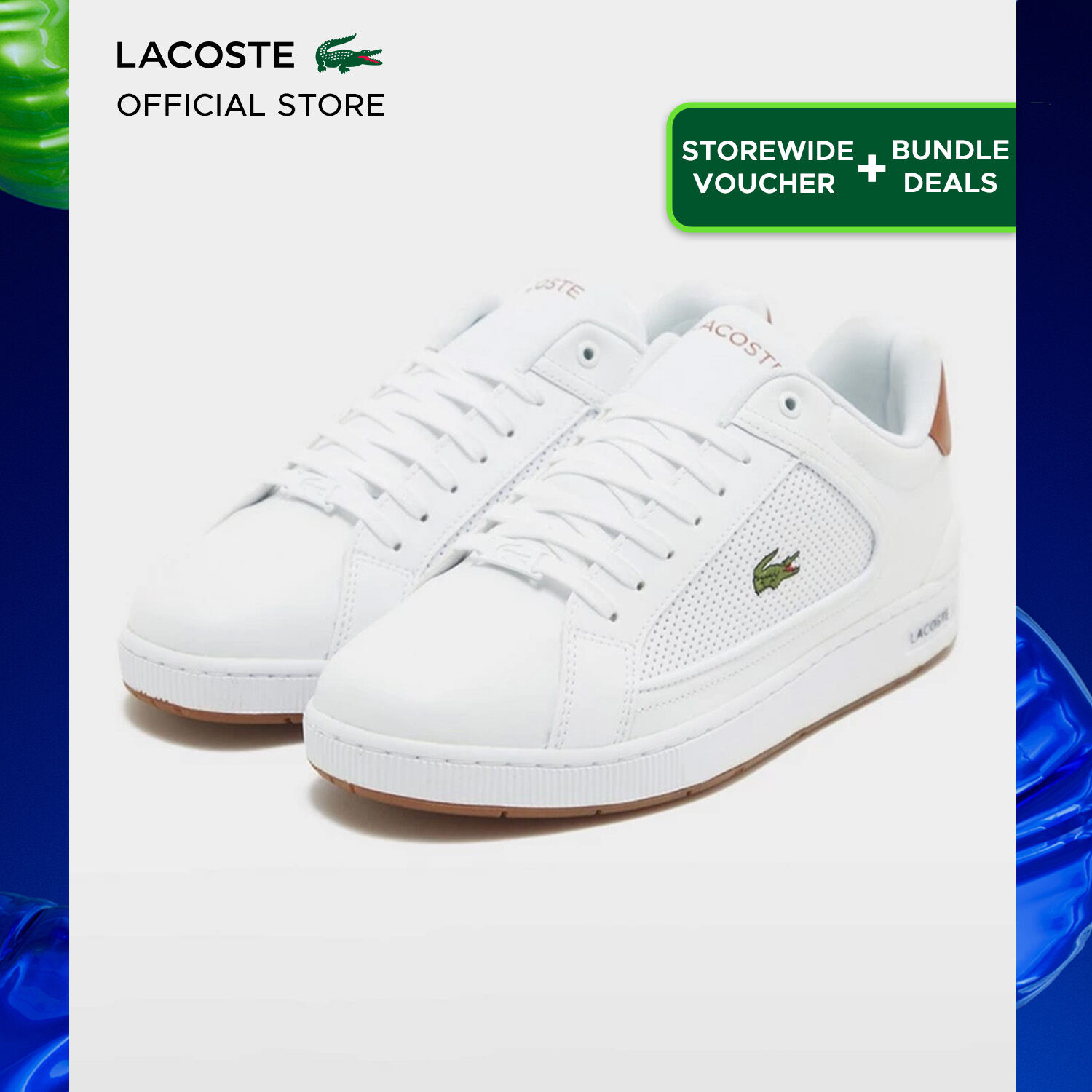 Lacoste Men's Deviation 3.0 Court Sneakers / Shoes - Performance ( White / Light Brown / Black / Brown ) - 47SMA0159 · v7