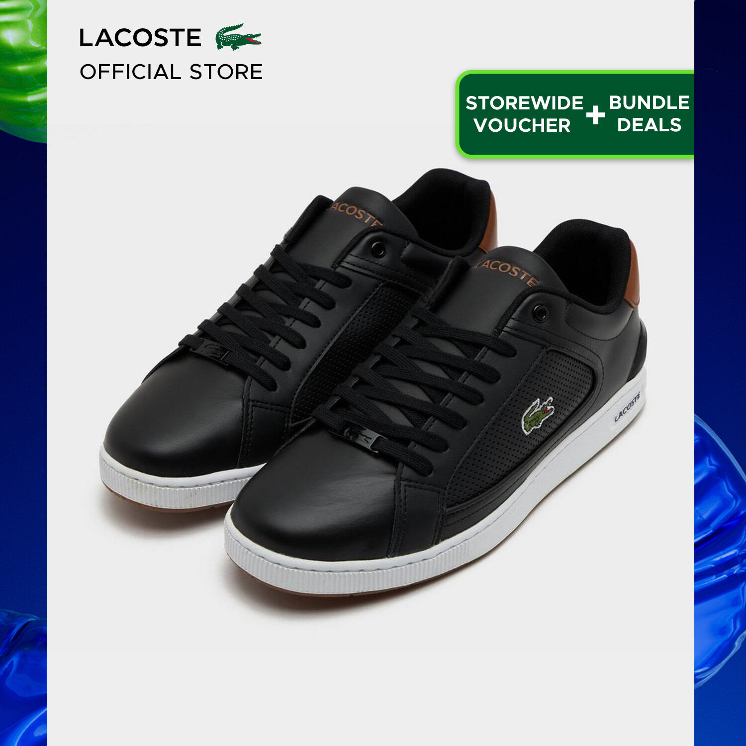 Lacoste Men's Deviation 3.0 Court Sneakers / Shoes - Performance ( White / Light Brown / Black / Brown ) - 47SMA0159 · v7