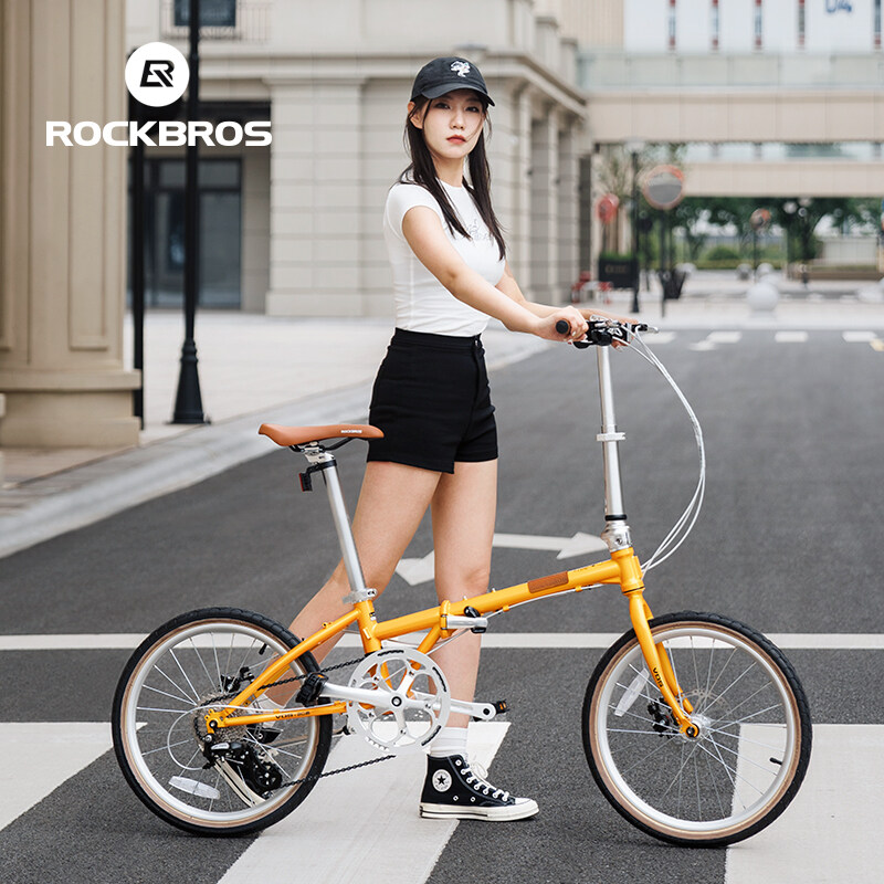 จักรยานพับได้ ROCKBROS ขนาด 20 นิ้ว มีดิสก์เบรก น้ำหนักเบา 12 กก. จักรยานสำหรับเดินทางแบบย้อนยุค 8 สปีด สำหรับเดินทางและออกทริป