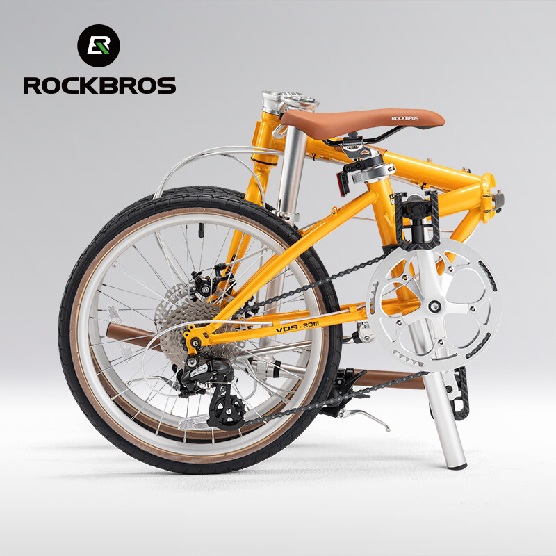จักรยานพับได้ ROCKBROS ขนาด 20 นิ้ว มีดิสก์เบรก น้ำหนักเบา 12 กก. จักรยานสำหรับเดินทางแบบย้อนยุค 8 สปีด สำหรับเดินทางและออกทริป