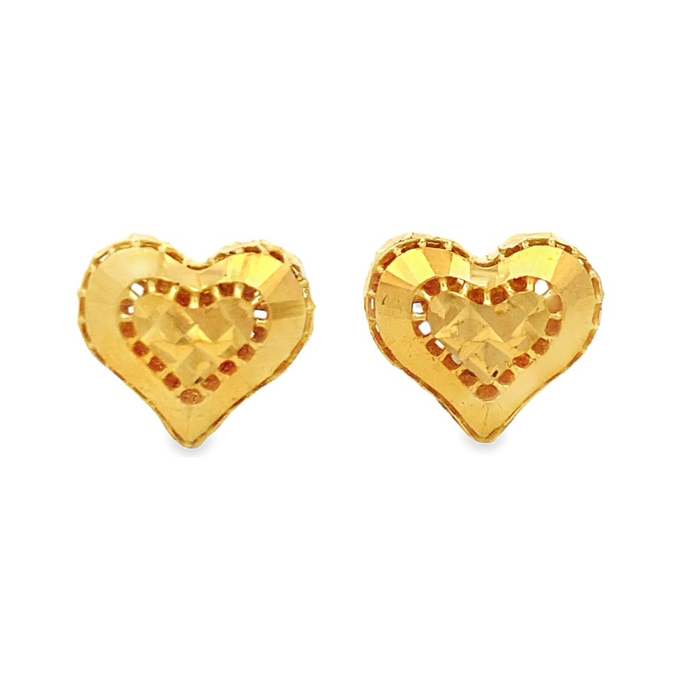 Top Cash Jewellery 916 Gold Heart Design Stud Earring