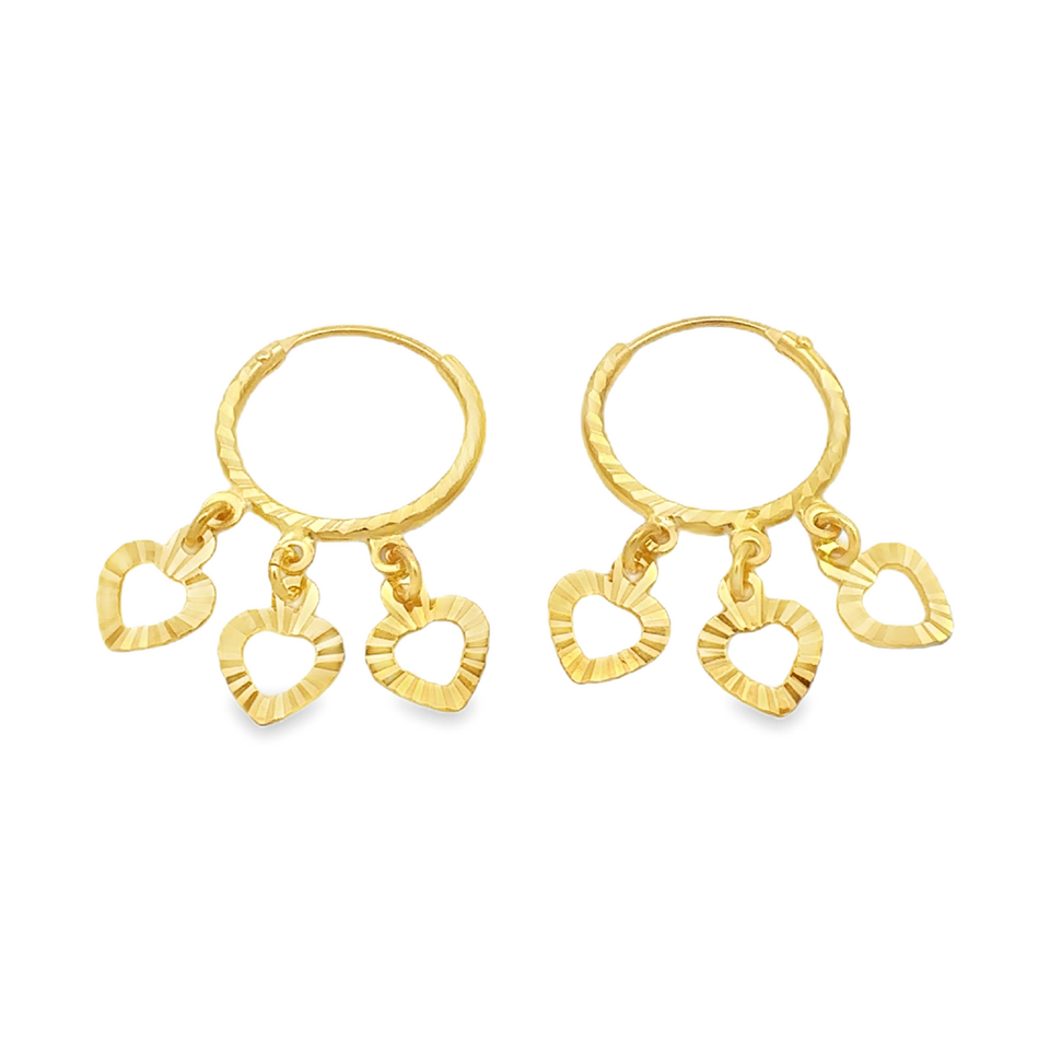 Top Cash Jewellery Dangling Triple Heart Loop Earring
