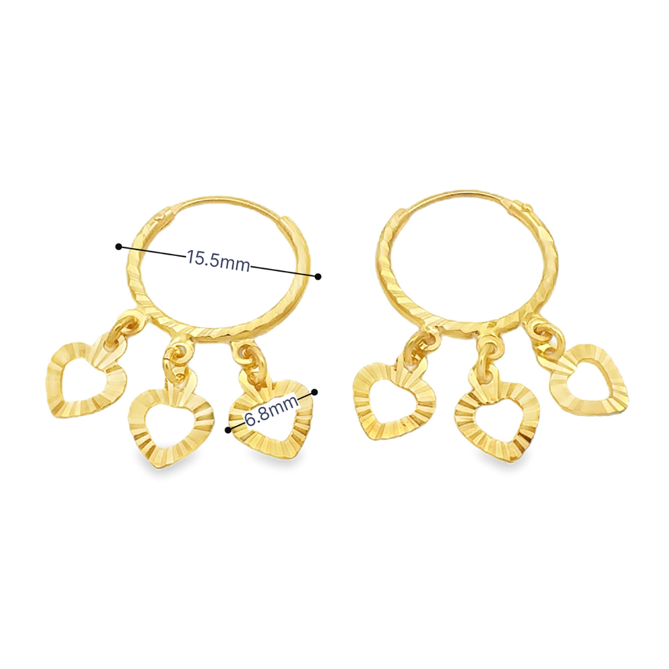 Top Cash Jewellery Orecchino pendente a triplo cuore