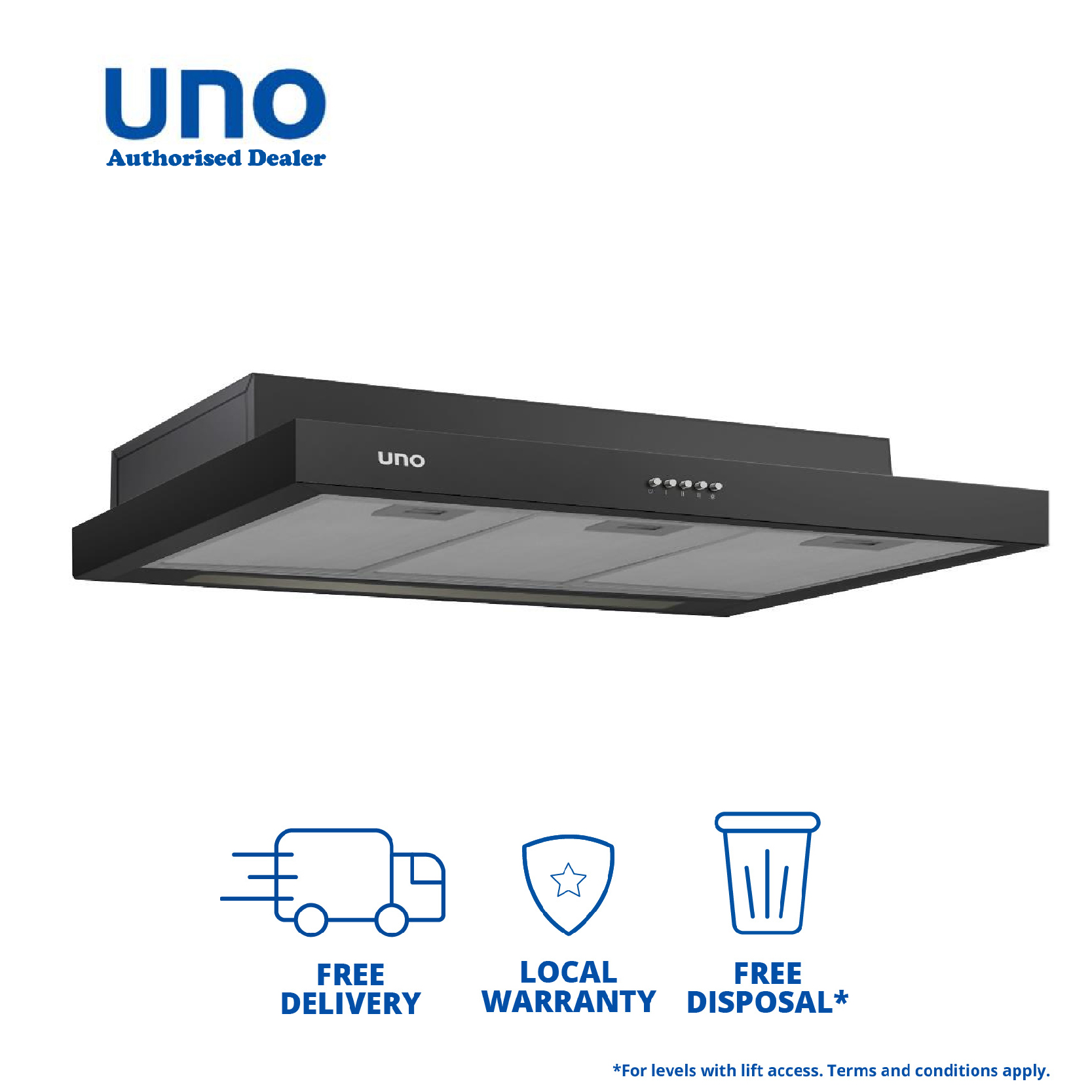(Bulky) UNO 90cm / 60cm Full Black Slim Line Hood UA 9119BK / UA 6119BK (UA9119BK / UA6119BK) · v4