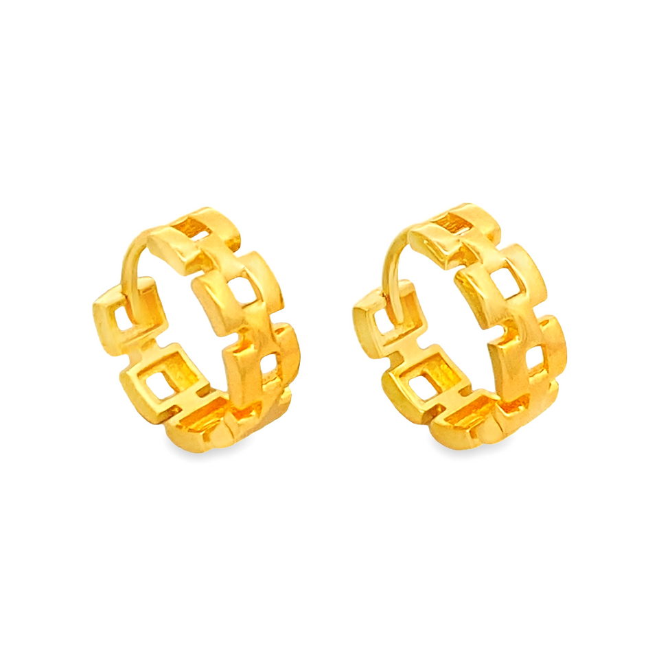 Top Cash Jewellery 916 Gold Linking Design Loop Earrings