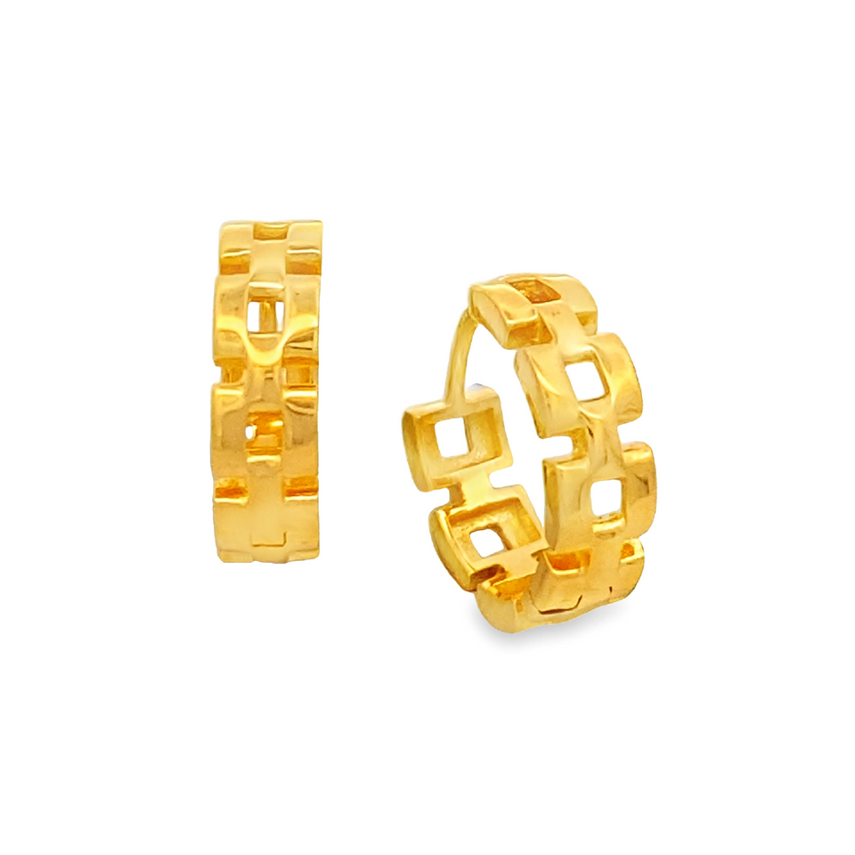 Top Cash Jewellery Orecchini ad anello in oro 916 con design a maglie