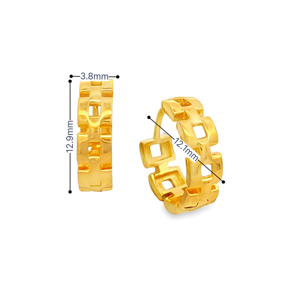 Top Cash Jewellery Orecchini ad anello in oro 916 con design a maglie
