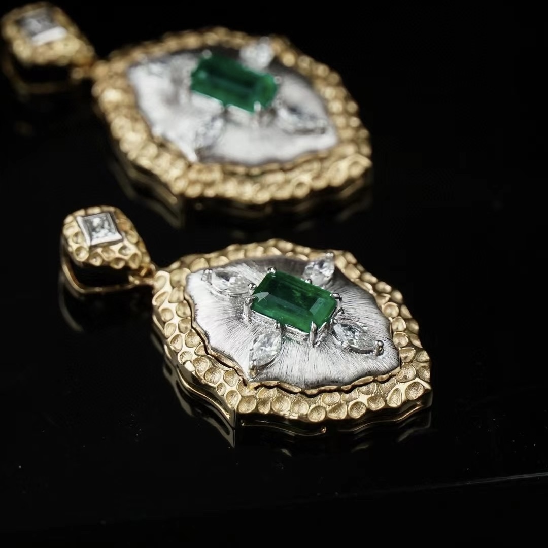 Montagne Jewelry สร้อยคอทองคำบริสุทธิ์ 18k สำหรับผู้หญิง ประดับเพชร buccellati ดีไซน์เครื่องประดับชั้นดี สร้อยคอจี้มรกต Panjshir ธรรมชาติ