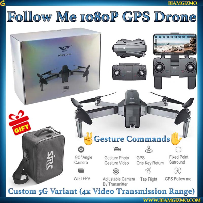 *FREE TRAVEL CASE WHILE STOCKS LAST* Gesture Commands Follow Me Dual GPS 1080P Brushless Foldable Quadcopter Drone *BLACK *5G/1080P CUSTOM VERSION** · v13
