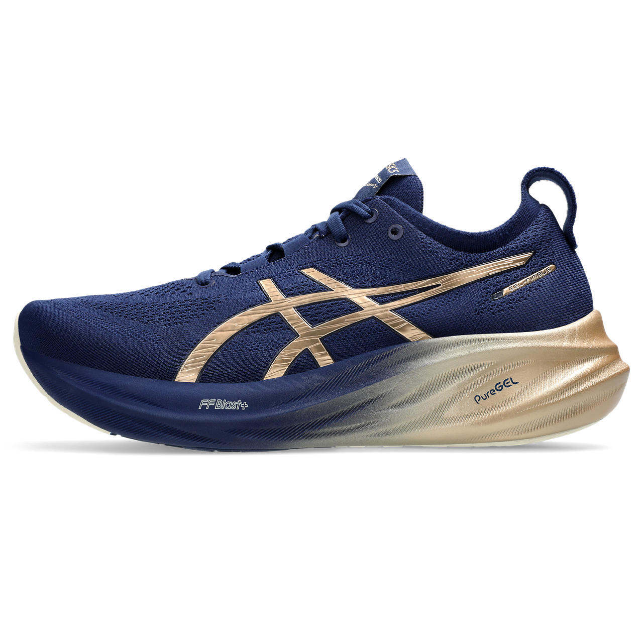 ASICS Men GEL-NIMBUS 26 PLATINUM Running Shoes in Blue Expanse/Champagne · v6