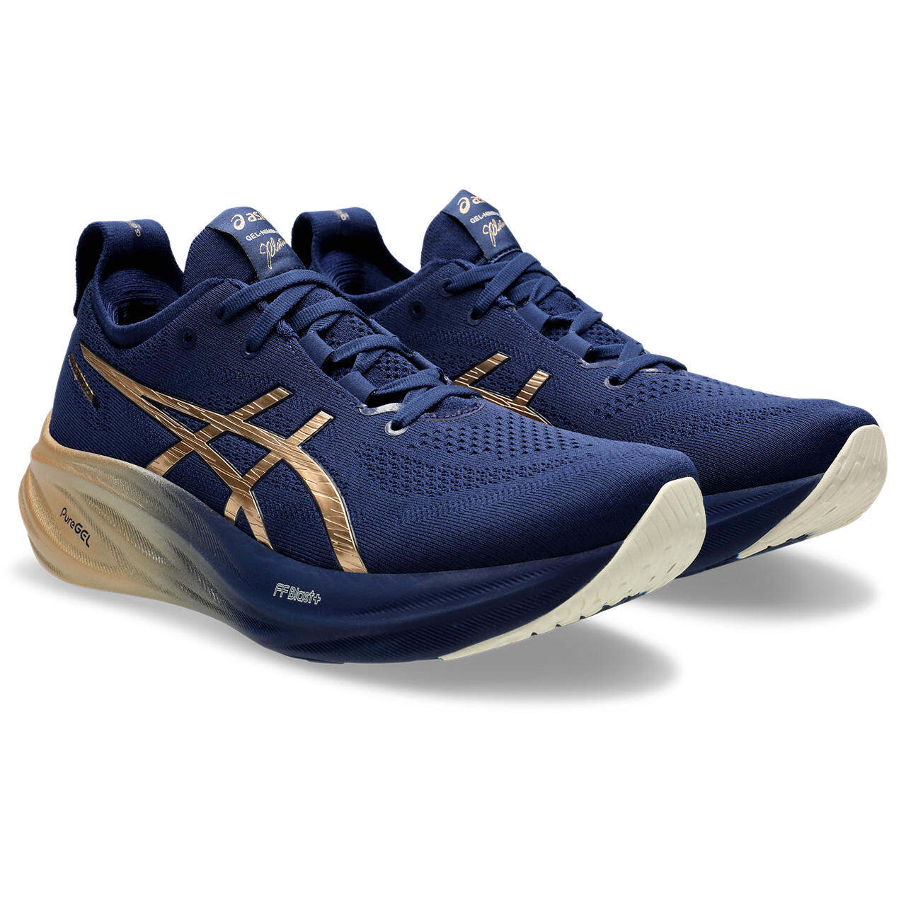 ASICS Men GEL-NIMBUS 26 PLATINUM Running Shoes in Blue Expanse/Champagne · v6