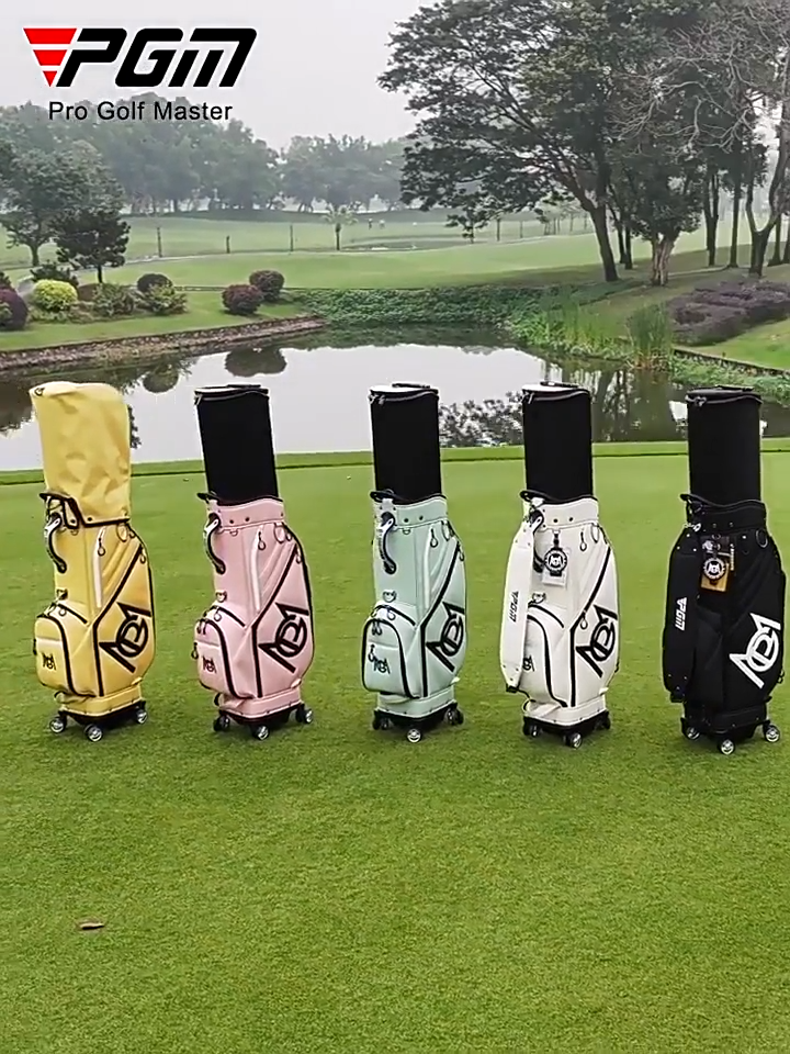 Golf Bag Golf Air Checked Bag Golf Travel Bag PGM Mo Eyes Microfibre Leather Golf Bag with Wheels 8 Divider Telescopic Hard Case Golf Travel Bag with Inverted Golf Clubs Design QB153