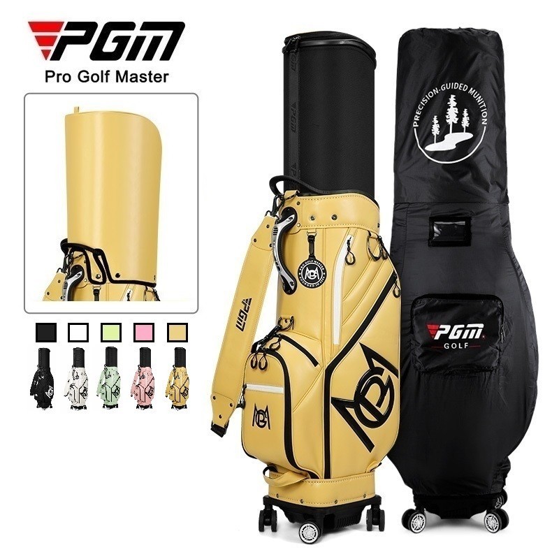 Golf Bag Golf Air Checked Bag Golf Travel Bag PGM Mo Eyes Microfibre Leather Golf Bag with Wheels 8 Divider Telescopic Hard Case Golf Travel Bag with Inverted Golf Clubs Design QB153