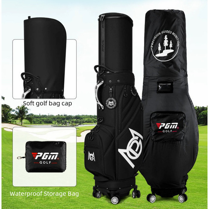 Golf Bag Golf Air Checked Bag Golf Travel Bag PGM Mo Eyes Microfibre Leather Golf Bag with Wheels 8 Divider Telescopic Hard Case Golf Travel Bag with Inverted Golf Clubs Design QB153