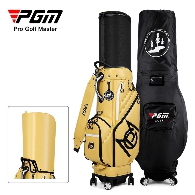 Golf Bag Golf Air Checked Bag Golf Travel Bag PGM Mo Eyes Microfibre Leather Golf Bag with Wheels 8 Divider Telescopic Hard Case Golf Travel Bag with Inverted Golf Clubs Design QB153