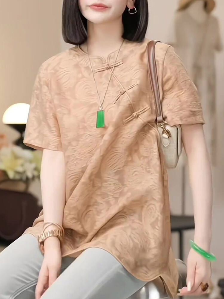 تي شيرت نسائي عصري بأكمام قصيرة ورقبة مستديرة ومقاسات كبيرة صيفي جديد ونمط خفيف وفاخر وعصري وشخصية نسائية