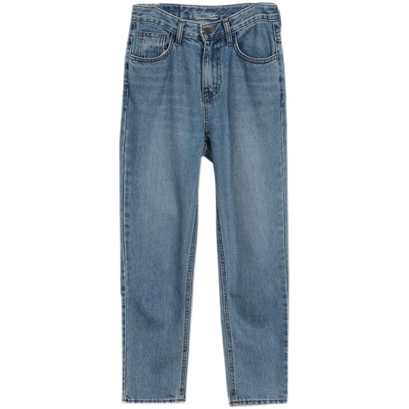 Light Blue High Waist Straight Leg Jeans Women's Slimming Elastic Cotton Stretch Denim Pants Spring Autumn Winter Fashion · v2