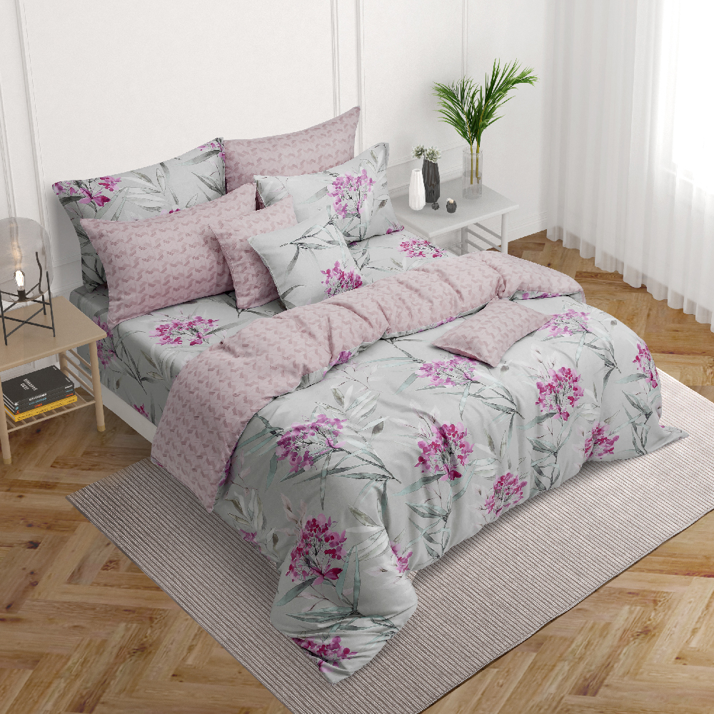 طقم ملاءات سرير AKEMI 900TC TENCEL™ Felicity Baneberry (طقم ملاءات مُجهزة | طقم غطاء لحاف | ملاءة سرير)