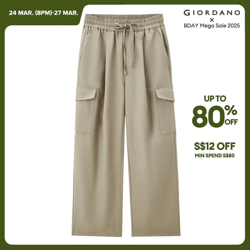 Giordano Women Pantaloni cargo con tasche elastiche in vita Spedizione gratuita 18414802