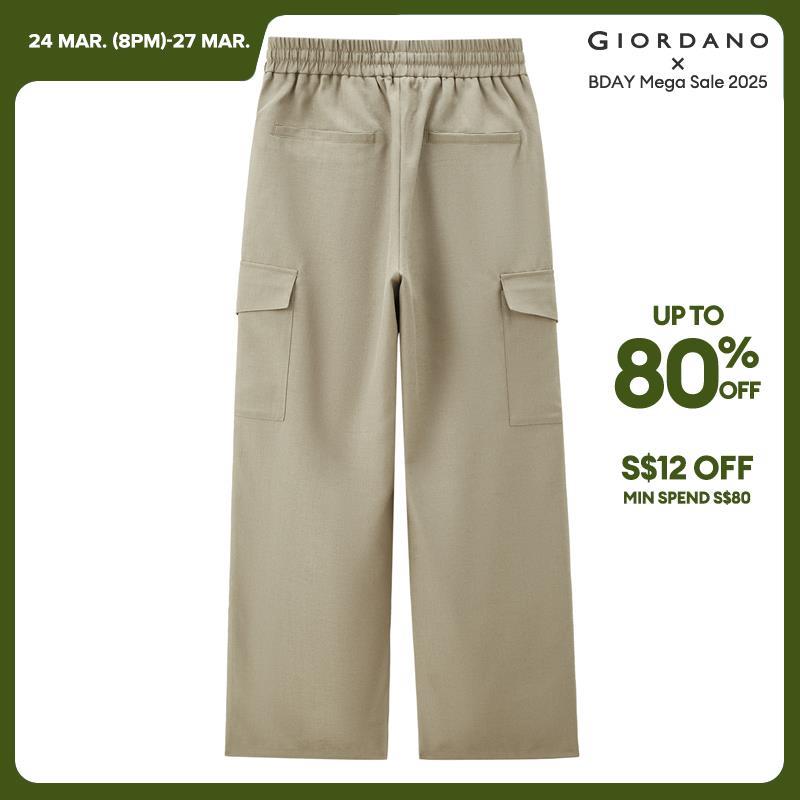 Giordano Women Pantaloni cargo con tasche elastiche in vita Spedizione gratuita 18414802