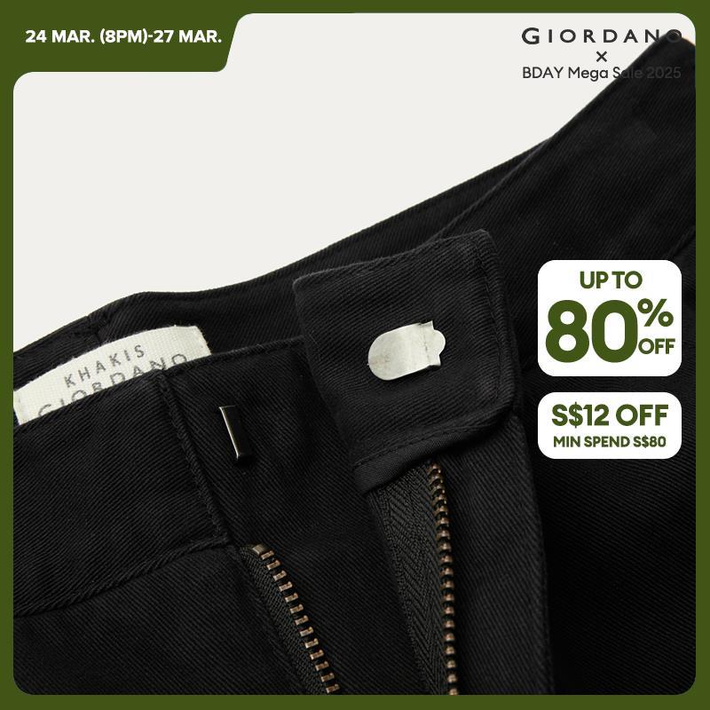 Giordano Women 100% Cotton hidden button straight pants Free Shipping 05414081 · v2
