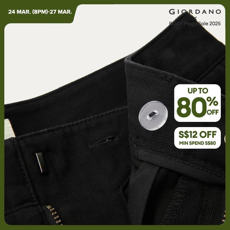 Giordano Women 100% Cotton hidden button straight pants Free Shipping 05414081 · v2