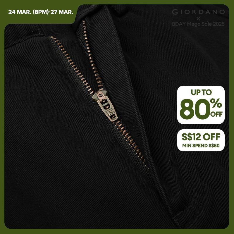 Giordano Women 100% Cotton hidden button straight pants Free Shipping 05414081 · v2