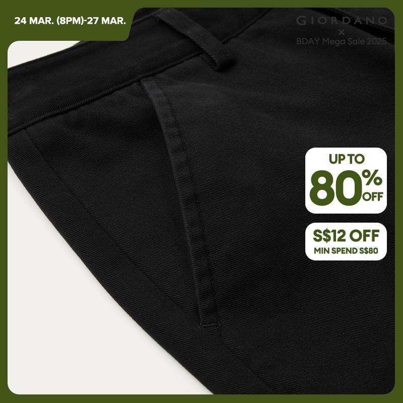 Giordano Women 100% Cotton hidden button straight pants Free Shipping 05414081 · v2