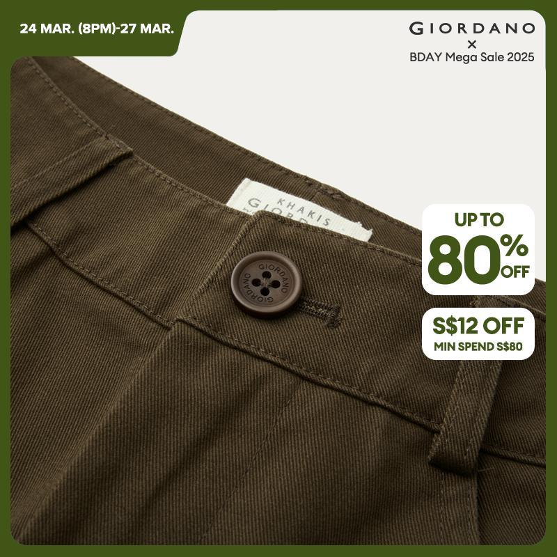 Giordano Women 100% Cotton exposed seam ankle length pants Free Shipping 05424063