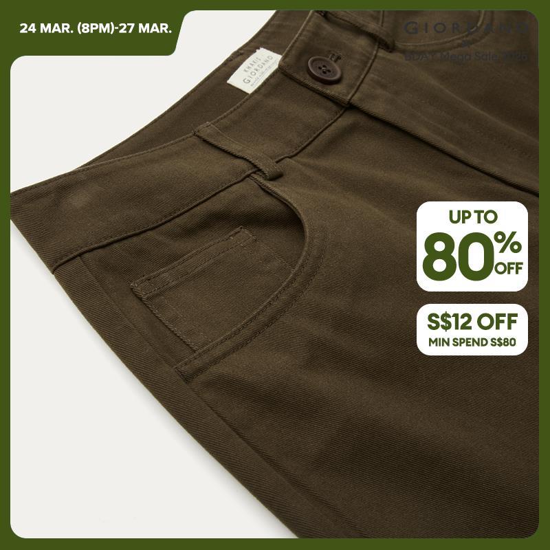 Giordano Women 100% Cotton exposed seam ankle length pants Free Shipping 05424063