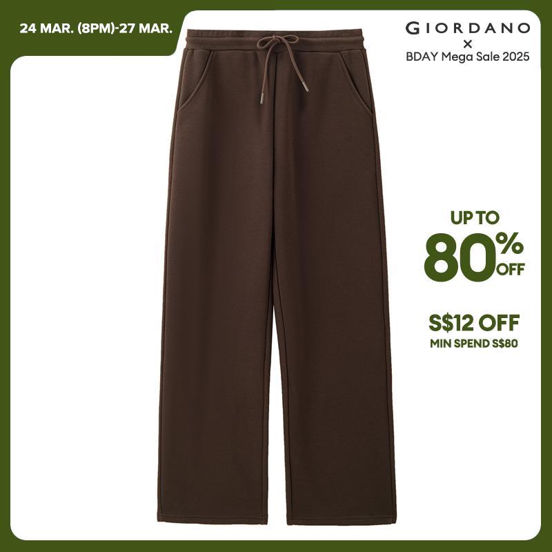 Giordano Women Fleece-Lined Elastic Waist with Drawstring Knitted Pants Free Shipping 05414857 · v2