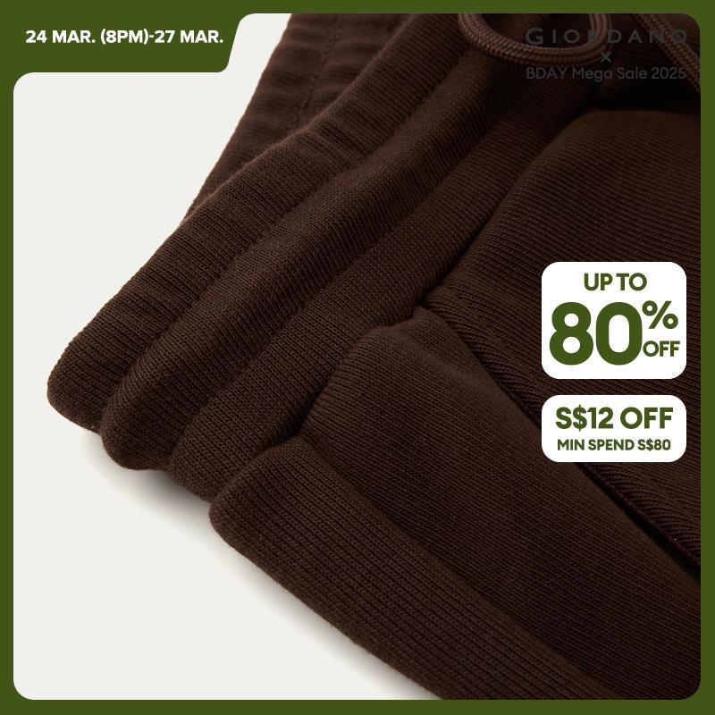 Giordano Women Fleece-Lined Elastic Waist with Drawstring Knitted Pants Free Shipping 05414857 · v2