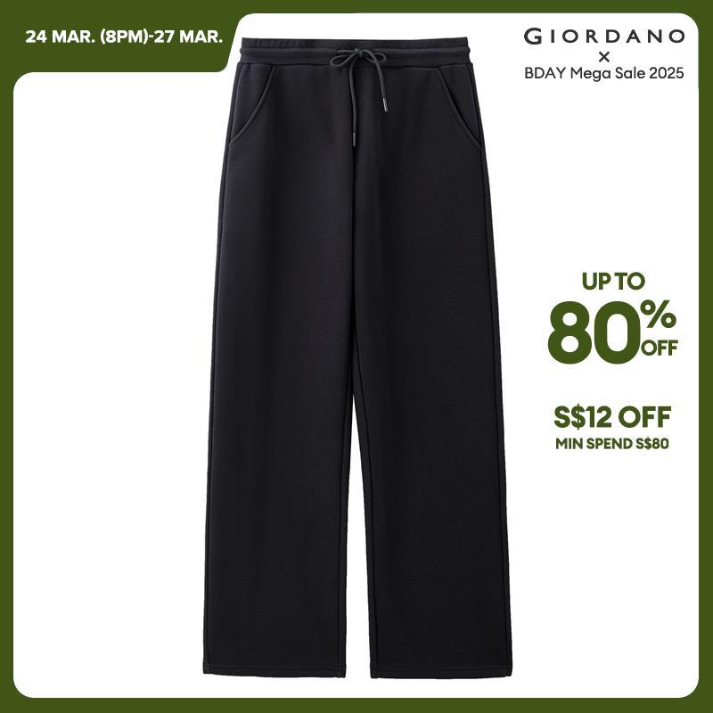 Giordano Women Fleece-Lined Elastic Waist with Drawstring Knitted Pants Free Shipping 05414857 · v2